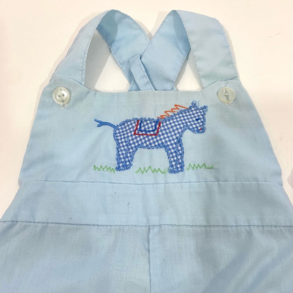 Vintage 80’s Baby Boy’s Romper Outfit  with Embroidered Horse 9 Months - Picture 3 of 7